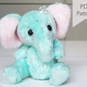 Elephant stuffed plush pattern - Cute teddy bear plush toy pattern - Elephant sewing pattern