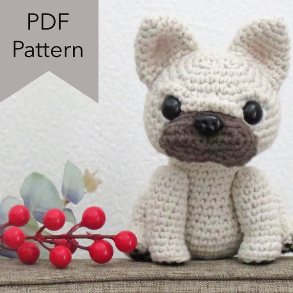 Patron bouledogue français au crochet - Patron amigurumi frenchie - Patron pdf au crochet frenchie