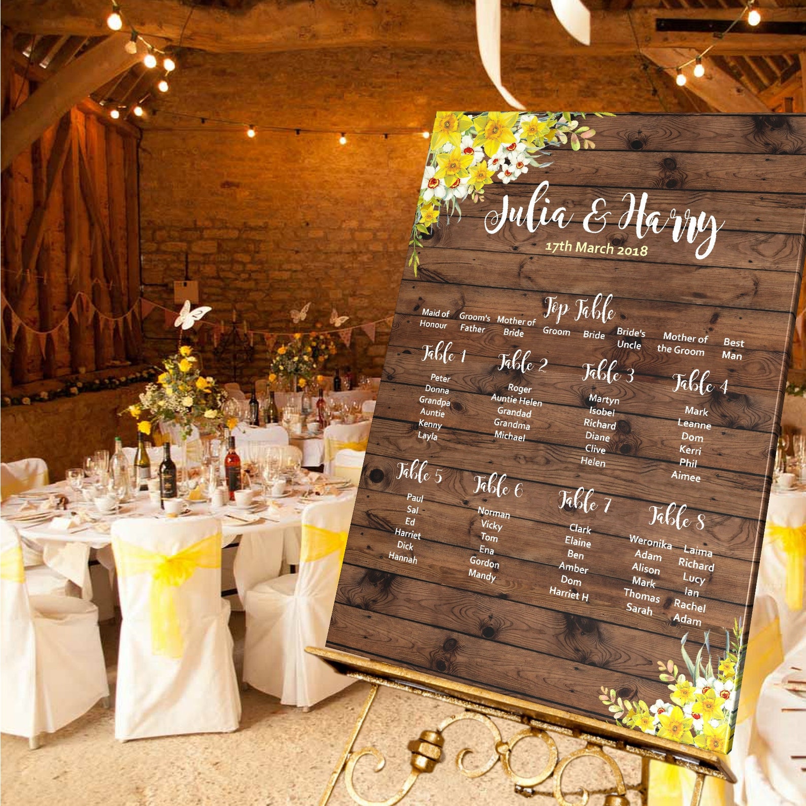 Personalised Wedding table plan Wedding Seating Table plan Etsy