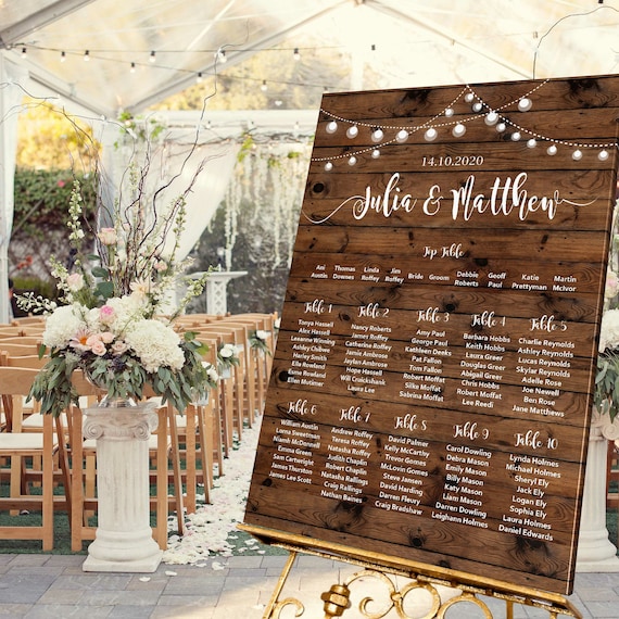 Personalised Wedding table plan Wedding Seating plan Etsy