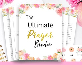 Printable prayer journal/ faith planner/ Bible study printables/ Bible journaling kit/ Bible journal/ printable journal/ faith stickers