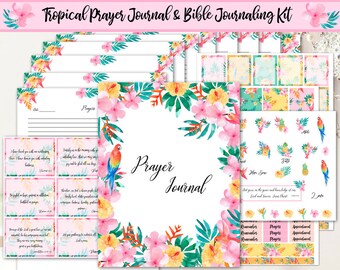 Prayer journal/ prayer journal printable/ tropical prayer journal/ Bible journaling kit/ faith planner/ Christian planner/ prayer printable/