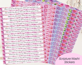 Printable scripture washi stickers/ watercolor washi stickers/ Bible journaling/ faith stickers/ christian stickers/ planner stickers/ Bible