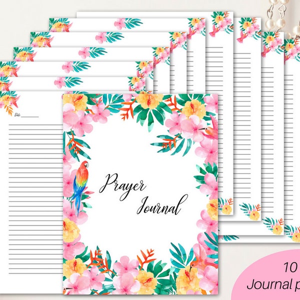 prayer journal/ printable prayer journal/ tropical prayer journal/ Bible journaling kit/ prayer binder/ prayer planner/ Christian planner