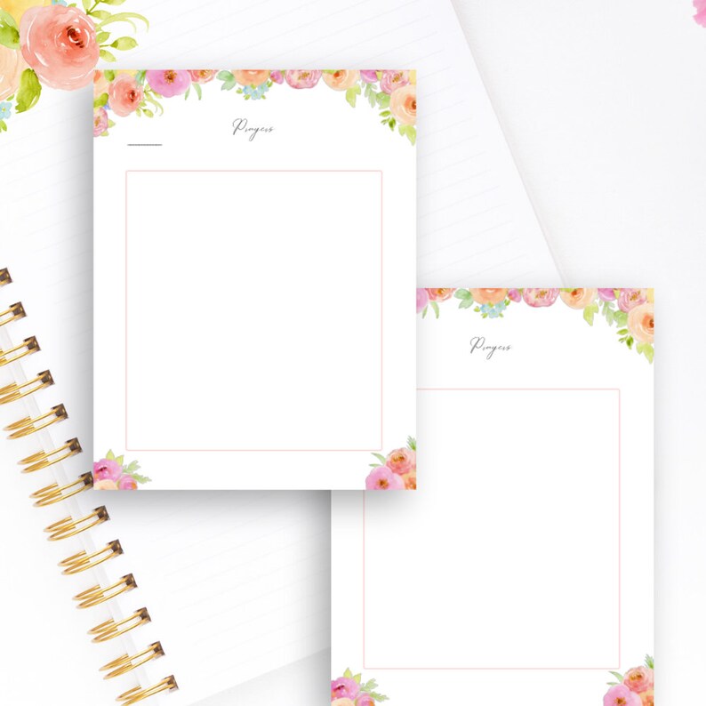 May include: Two printable floral notepads with the word "Progress" at the top of each page. The notepads have a pink, peach, and yellow floral border.