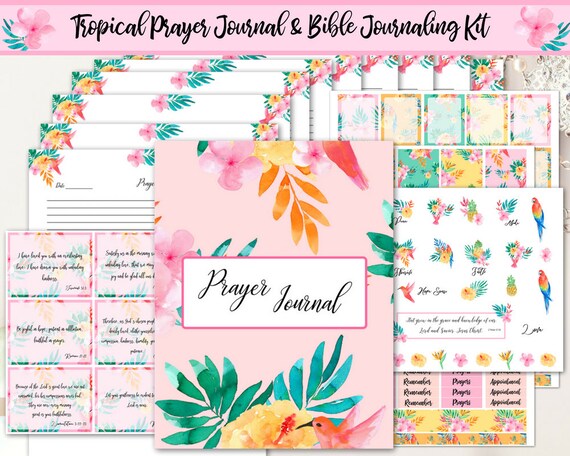 Bible journaling printable/ tropical Bible journaling printable/ Bible  journaling kit/ prayer journal stickers/Bible stickers/faith stickers