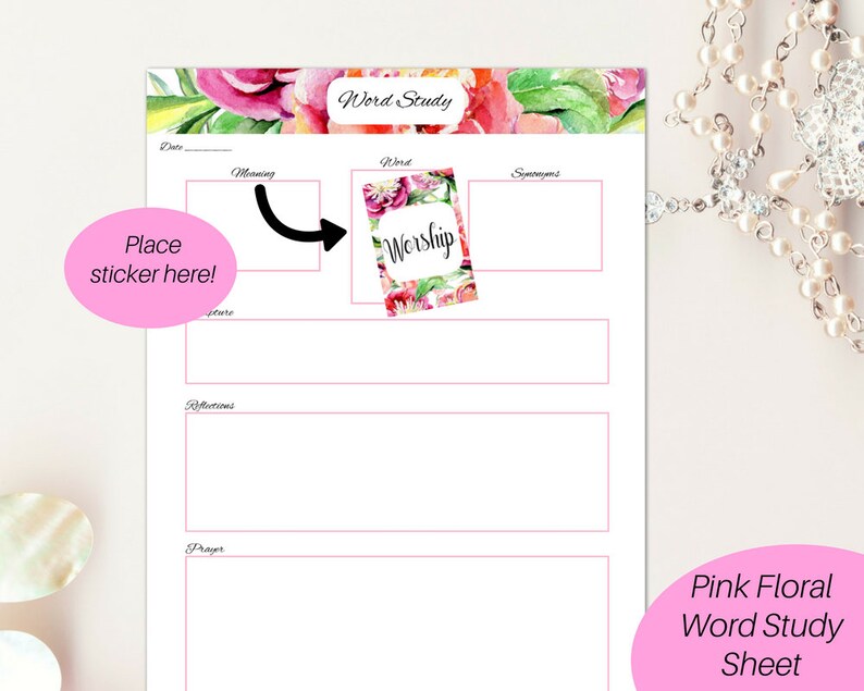 Printable Faith Stickers and Word Study Sheets/ Floral Christian ...