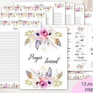 Prayer journal/ printable prayer journal/ Bible journaling kit/ scripture journal/ Christian journal/ prayer notebook/ verse cards/ stickers