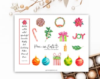 Weihnachtsaufkleber, druckbare Aufkleber, Winteraufkleber, Weihnachtsaufkleber, christliche Aufkleber, Ornamentaufkleber, Weihnachtssternaufkleber,