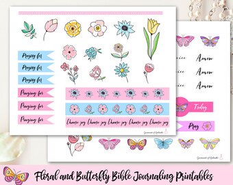 Bibel Journaling druckbare / Journaling Aufkleber / Gebet Journaling Aufkleber / Blume / Schmetterling druckbar / Glaube Planer / Christian Planner