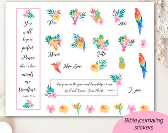 Bibel Journaling druckbare / tropische Bibel Journaling druckbar / Bibel Journaling Kit / Gebetstagebuch Aufkleber / Bibel Aufkleber / Glaube Aufkleber