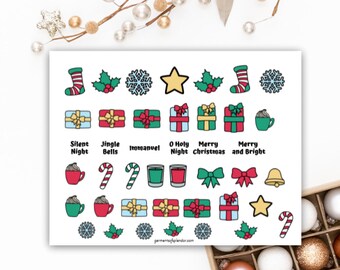 Christmas stickers, holiday stickers, planner stickers, presents stickers, stockings stickers, star, coffee stickers
