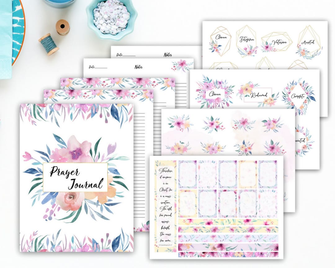 Prayer Journal Printable, Bible Journaling Kit, Christian Journal ...