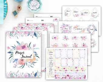 prayer journal printable, Bible journaling kit, Christian journal, Christian planner, Bible journal, prayer printable, faith stickers, Bible