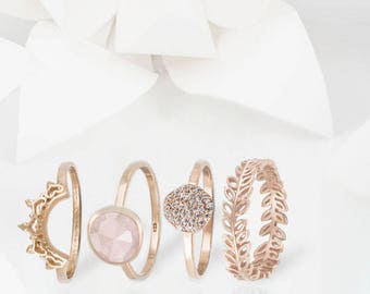 Indo Rose Gold Halo Nesting Ring Set