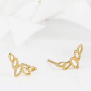 Flor Gold Olive Leaf Stud Earrings