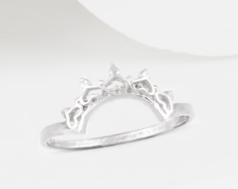 Indo 925 Sterling Silver Halo Nesting Ring Stacking, Stackable Crown Band, wedding ring