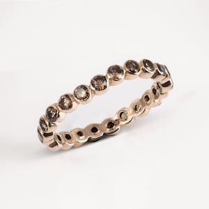 Oscura Smoky Quartz & Rose Gold Stacking Eternity Ring Stackable Infinity Band June Birthstone Thin Wedding Band Thumb Ring Minimal