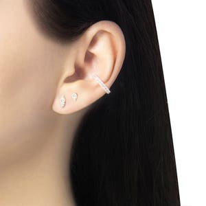 Stellar Silver & White Topaz Stone Ear Cuff