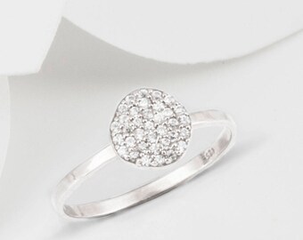 Cielo Silver Pave Organic White Topaz Ring