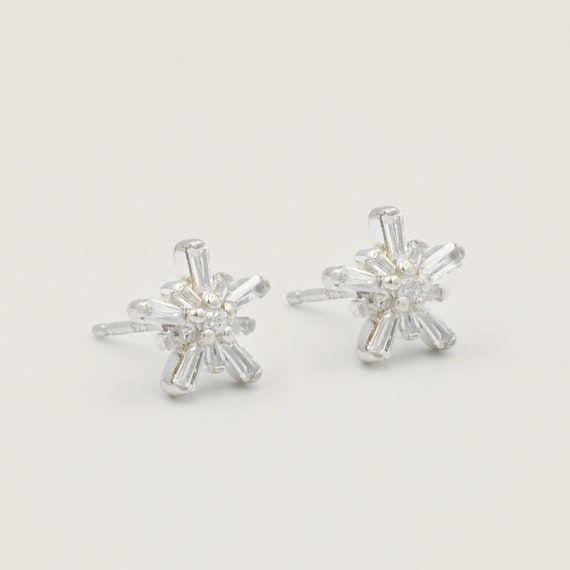 Ohrstecker 925 Silber Schneeflocken Mit Cubic-Zirkonia