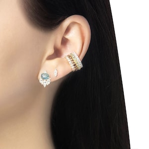 Stellar 4 Piece Mixed Metal & Semi-Precious Stone Ear Cuff Set