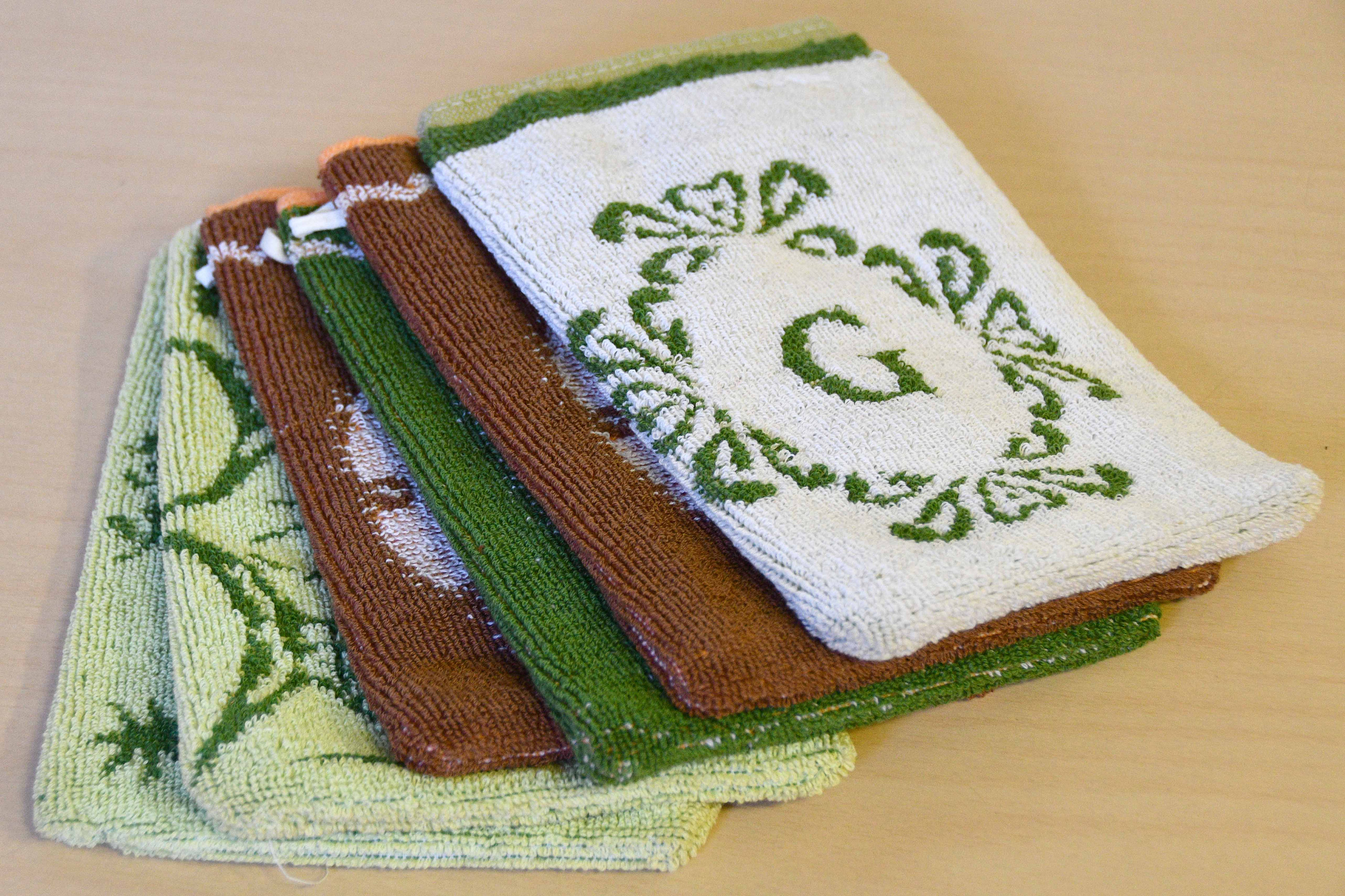 set van 6 retro washandjes van badstof