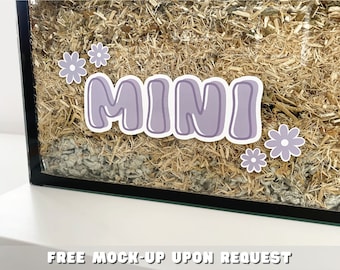 Custom Pet Name Cling PLUS Flower Decals - Static Cling Vinyl - Removable & Reusable Sticker - For All Small Pets | For Glass Habitats