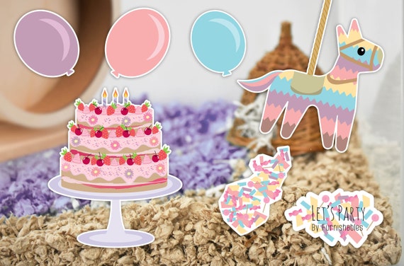 Birthday Cage Theme Stickers For Hamsters Gerbils Fish Etsy