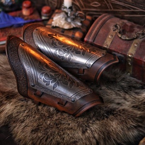 Premium Leather and metal Bracers Liam - Perfect for Cosplay, LARPing and Adventure!