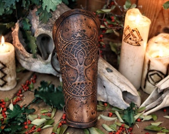 Brassard en cuir Yggdrasil Viking arbre du monde pour GN cosplay yule armure en relief en cuir tanné végétal pleine fleur de haute qualité