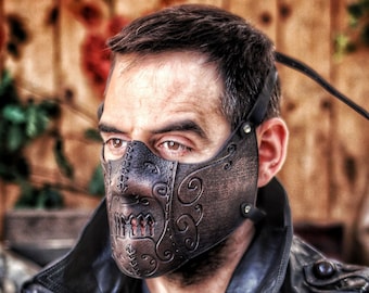 Leren Death Wizard-masker M1 Handgemaakt masker voor duistere magiërs, heksen en krachtige tovenaars met ingewikkelde details en metallic afwerking
