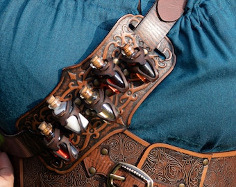 Leather Potion Bottle Holder For Larp Alchemist Belt Ren Faire Apothecary Prop Witcher Cosplay Gear Steampunk Fantasy Roleplay Accessories