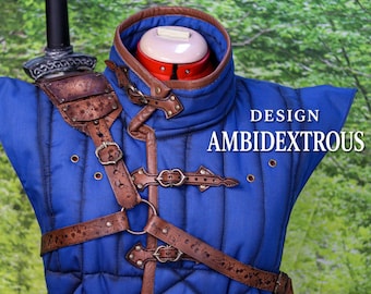 Leather Back Sword Scabbard Viking LARP Sword Harness Barbarian Cosplay Sword Holder Orc Warrior Gear Medieval Back Sheath Battle Damaged