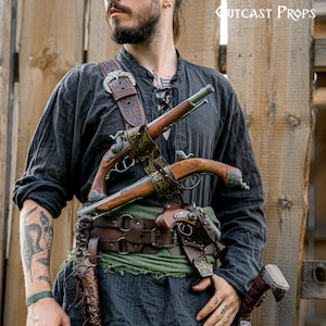 Rackham Pirate Flintlock Baldric shoulder belt pirate costume renaissance fair cosplay larp Black Sails Halloween Pirates Caribbean Sparrow