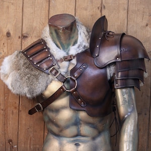 Viking Leather Armor Leather Armor Men Viking Armor Men Leather Pauldron Leather Shoulder Armor Barbarian Armor LARP Armor Cosplay