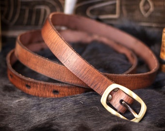 Full-Grain Leather belt 20mm wide, choose from multiple hardware, colour and lengths options, handmade belt