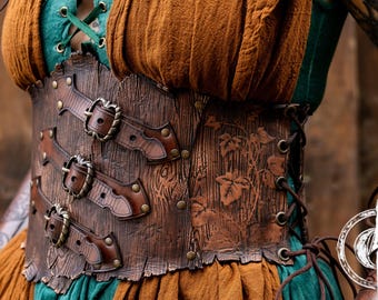 レザーコルセットベルト ワイドウエストシンチャー LARP ルネッサンス