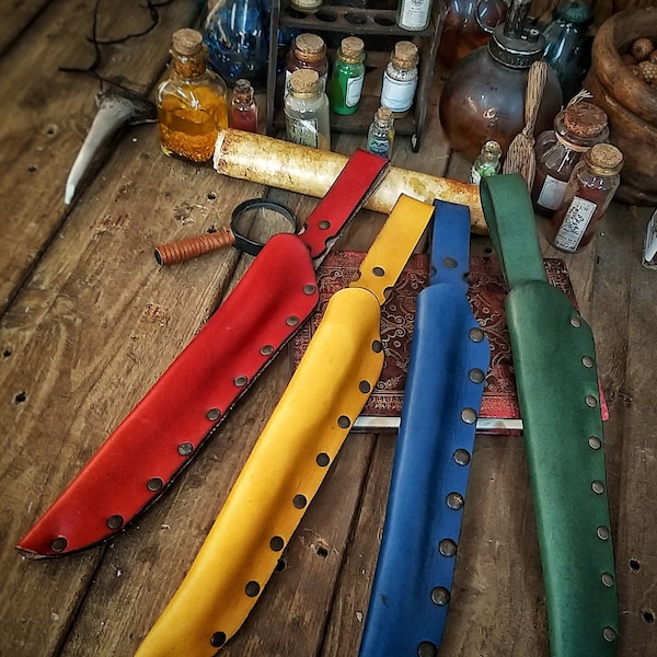 Leather Magic Wand Holster or Sheath riveted, Hogwarts houses colours for hang your wand from your belt, available many colours