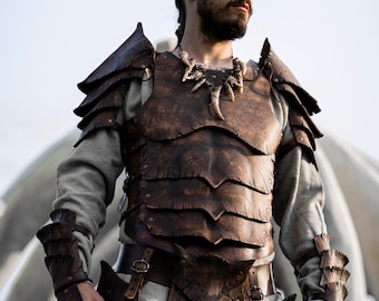 Handcrafted Leather Dragon Scale Armor Set  Medieval Fantasy LARP Cosplay for Men Renaissance Faire