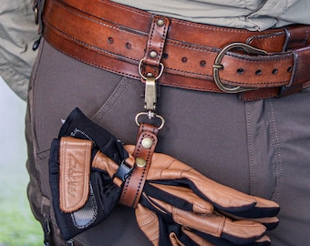 Leather Gear Keeper Bushcraft Glove Holder Mug Hanger Belt Clip Camping Utility Strap LARP Medieval Ranger Steampunk Handmade Outdoor Gear