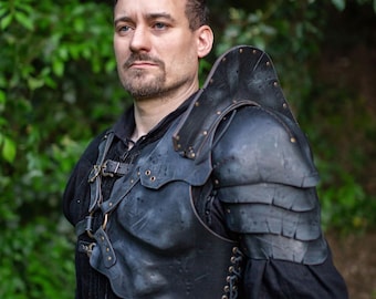 Leather Armor Set LARP Shoulder Guard Medieval Chest Piece Fantasy Warrior Costume Ren Faire Gear Viking Cosplay Knight Outfit Ranger Gear