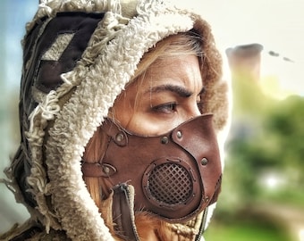 Leather Face Mask with filter pocket ready for use with disposable face masks, Paper towel or filter changeable insert washable mask