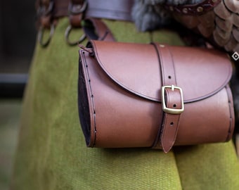 Riñonera de cuero para LARP, bolso medieval, steampunk, cosplay o disfraz de fantasía, bolso ancho vikingo celta, elfo o enano