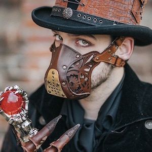 Leather face mask Steampunk Mask leather diesel punk wasteland burning man respirator Dystopian armor larp image 1