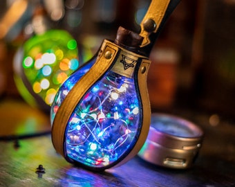 Steampunk bottle bomb Light energy larp potion ball Burning Man  Science fiction orbe led cosplay