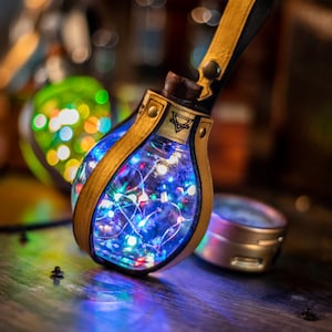 Bomba a bottiglia Steampunk, energia luminosa, palla di pozione per il LARP, Burning Man, fantascienza, orbe led, cosplay