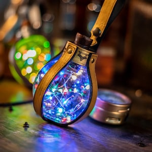 Steampunk bottle bomb Light energy larp potion ball Burning Man  Science fiction orbe led cosplay