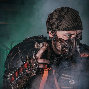 Dystopian Leather & Steel Bracer: Post-Apocalyptic Arm Guard for Wasteland Cosplay and LARP