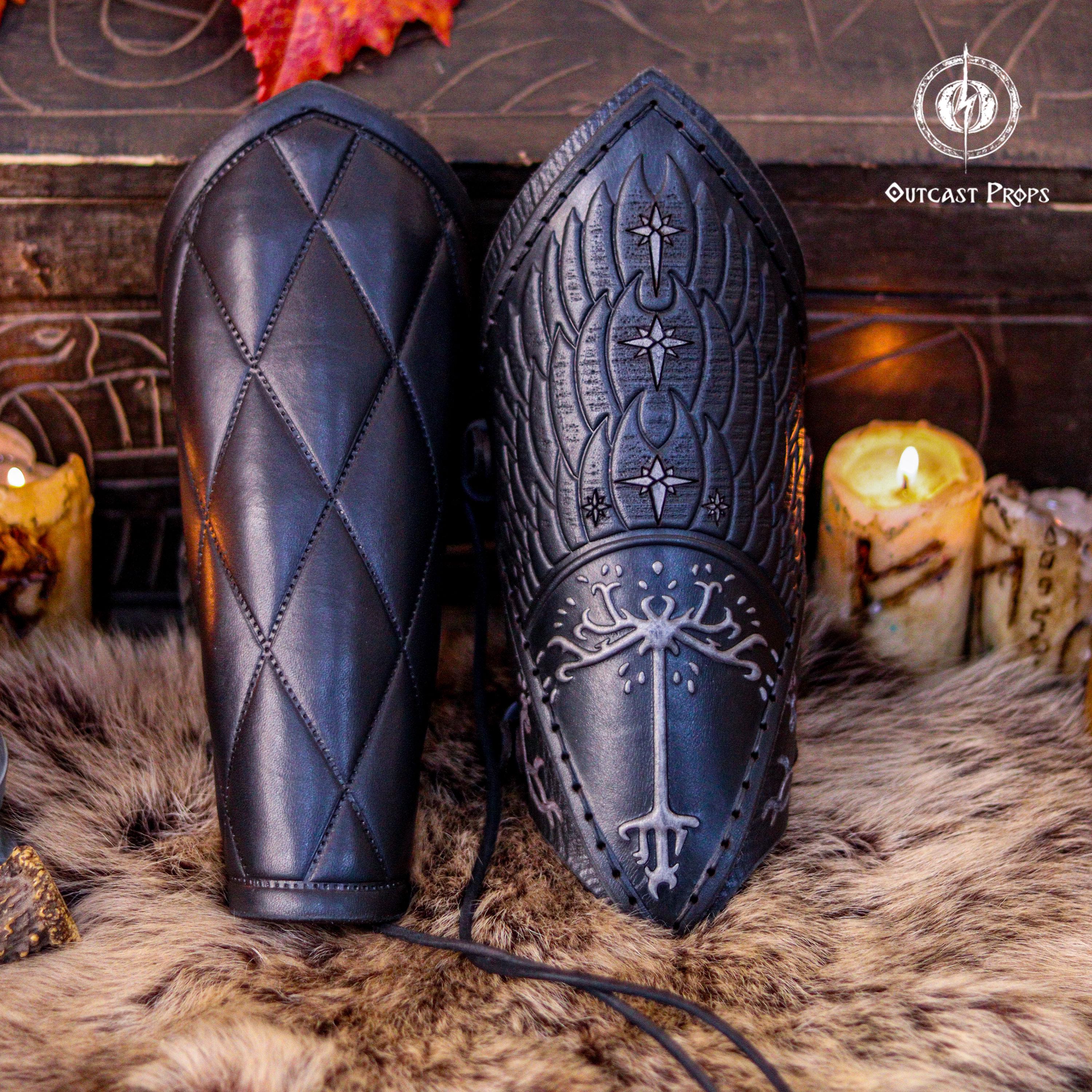 ZXKYZR8 Middeleeuwse Samurai Lederen Armor Bracer Lange Handschoenen